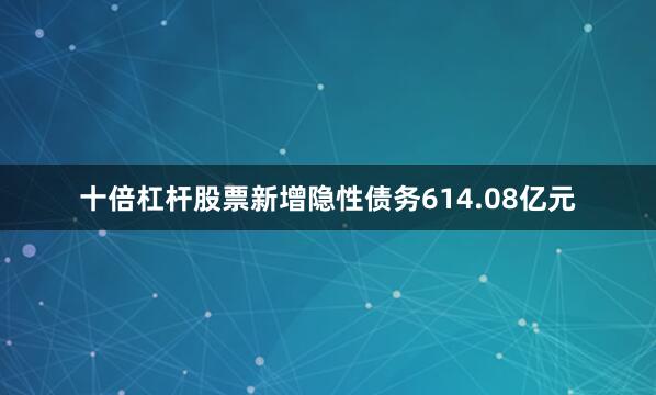 十倍杠杆股票新增隐性债务614.08亿元